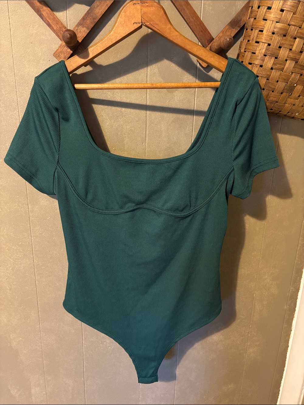 Cider Dark Teal Scoop Neck Short Sleeve Bodysuit